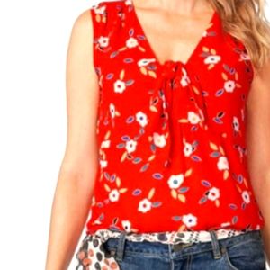 Cabi red floral top